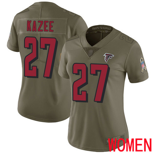 Atlanta Falcons Limited Olive Women Damontae Kazee Jersey NFL Football #27 2017 Salute to Service->women nfl jersey->Women Jersey